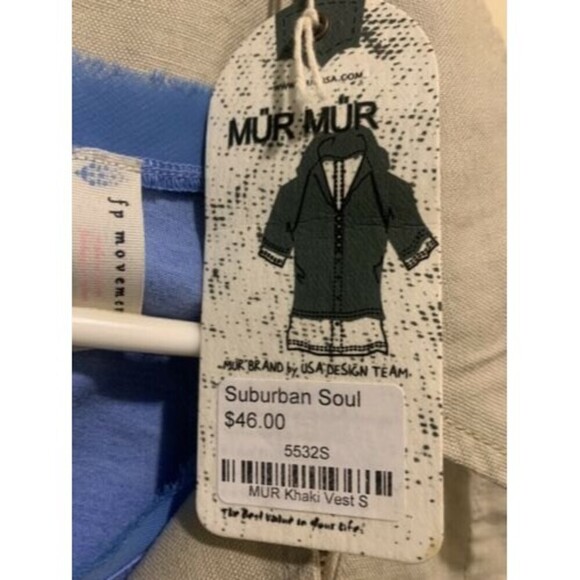 Mur Mur Khaki Vest 100% Linen Zip Up - Picture 12 of 12